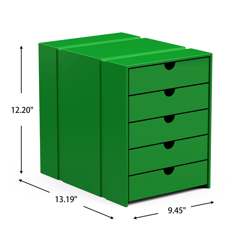 Classeur à 5 tiroirs avec classeur, Vert