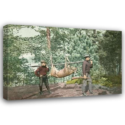 ArtDirect Detroit Publishing Co. Gallery Wrapped Canvas Art Titled: Hunting, Adirondacks, N.Y., 1898