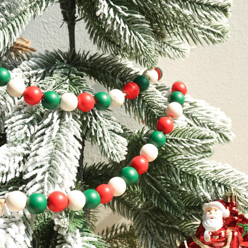 Guirlande de Noël en perles de bois, 39 po