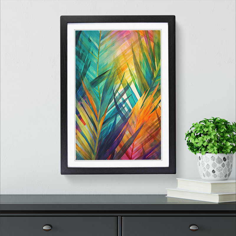 Palm Leaf Abstract No.3 - Single Picture Frame Print on Wood, Black Framed, 64cm H x 46cm W x 2" D
