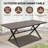 Rectangular Solid Wood Patio Dining Table with Umbrella Hole for 6 Persons