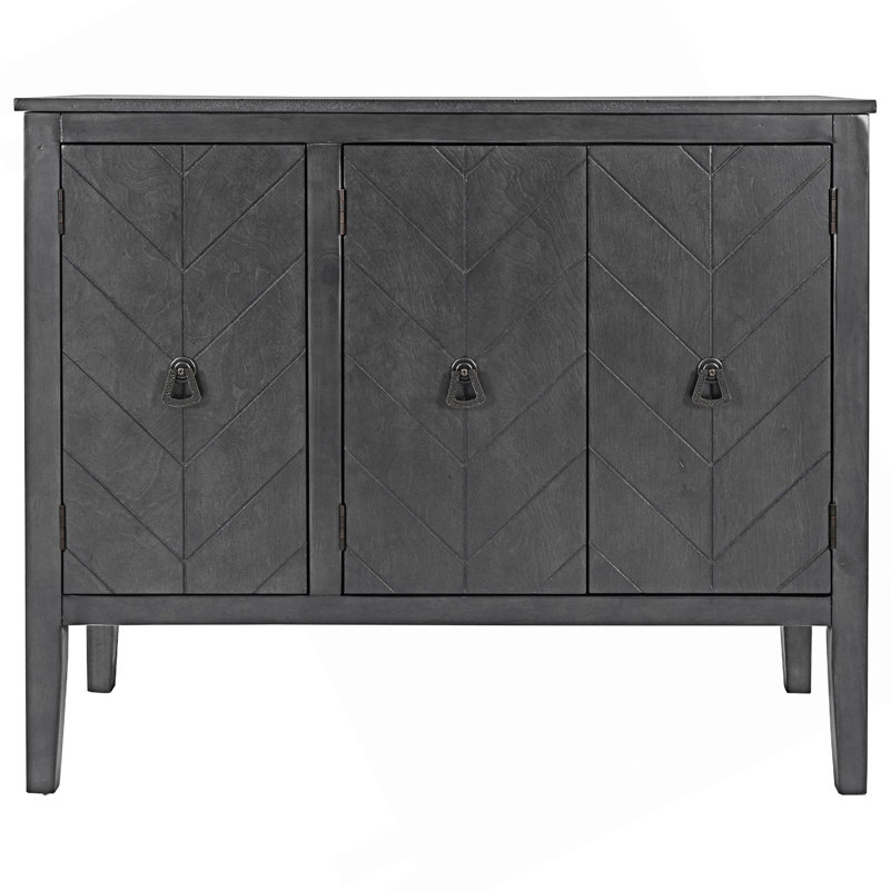 Buffet de rangement avec 3 poignées rétro en métal et tablette réglable, Gris