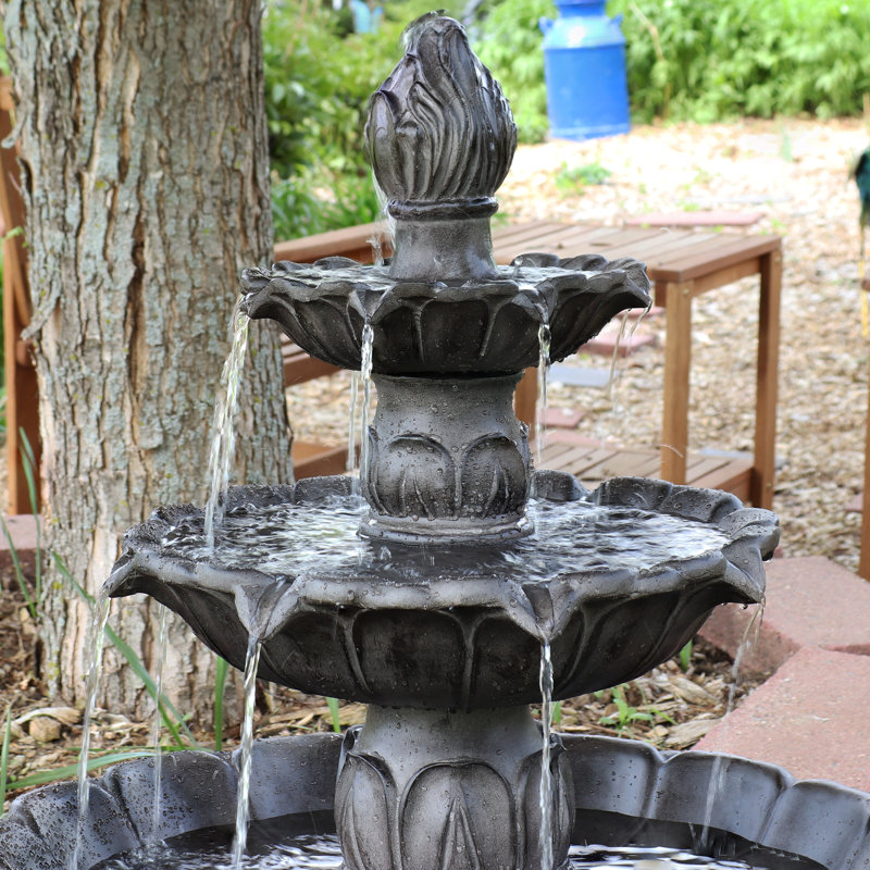 Fontaine d'extérieur à 3 niveaux Arnolec Classic Tulip Polystone - Brun foncé, Brun foncé