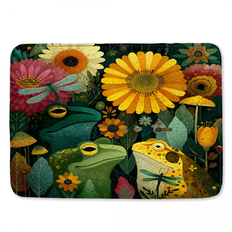Tapis de bain grenouilles et libellules, L 24 po x L 17 po