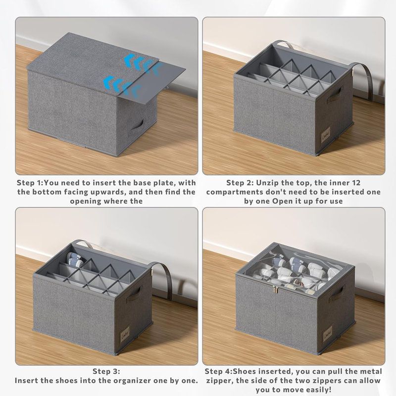 2-pack Closet Shoe Organizers Grey