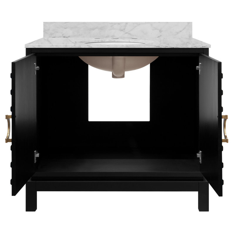 Meuble-lavabo sur pied simple 36,5 po avec plateau en marbre Baraby Bixby