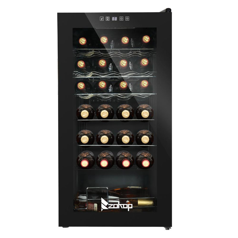 Rebuyhome Single Zone 17.72'' Freestanding 28 Bottle Wine Refrigerator