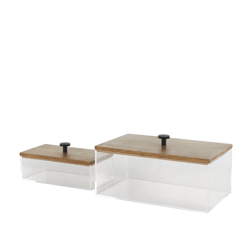 Simmone 2 Piece Acrylic Decorative Box Set, 4.9" H x 9.45" W x 6" D
