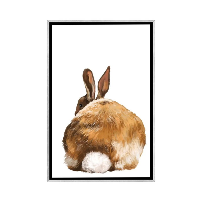 Art de lapin, H 26 po x l 18 po x P 1,5 po, Toile avec cadre argenté