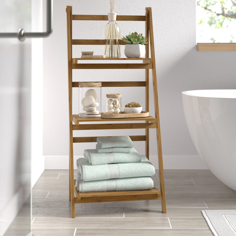 Nickalis Bamboo Bathroom Shelves, Natural