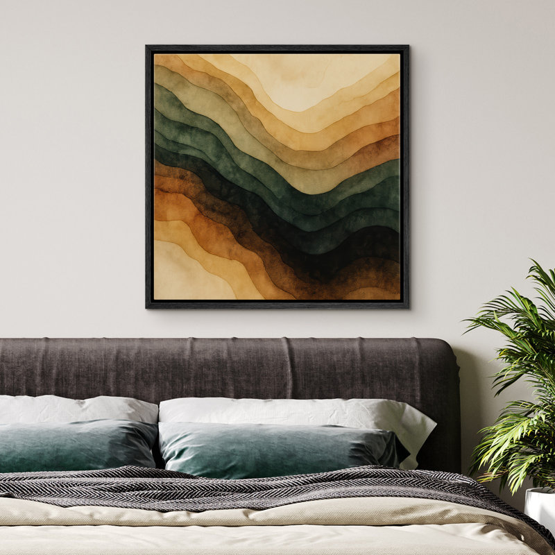 Reproduction d'art abstrait sur toile encadrée pour décoration intérieure moderne, Noir, H 24 po x l 24 po