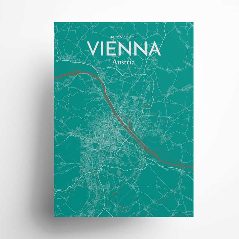 Vienna City Map In Nature - No Frame Print, 27.6cm H x 19.7cm W x 0.05cm D