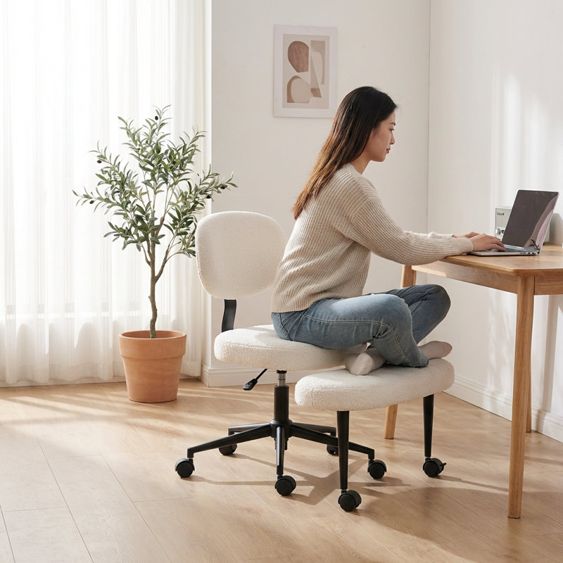 Ergonomic Multi-Position Office Chair with Swivel Seat and Adjustable Footrest for Enhanced Posture Support and Focus During Work or Meditation Sessions