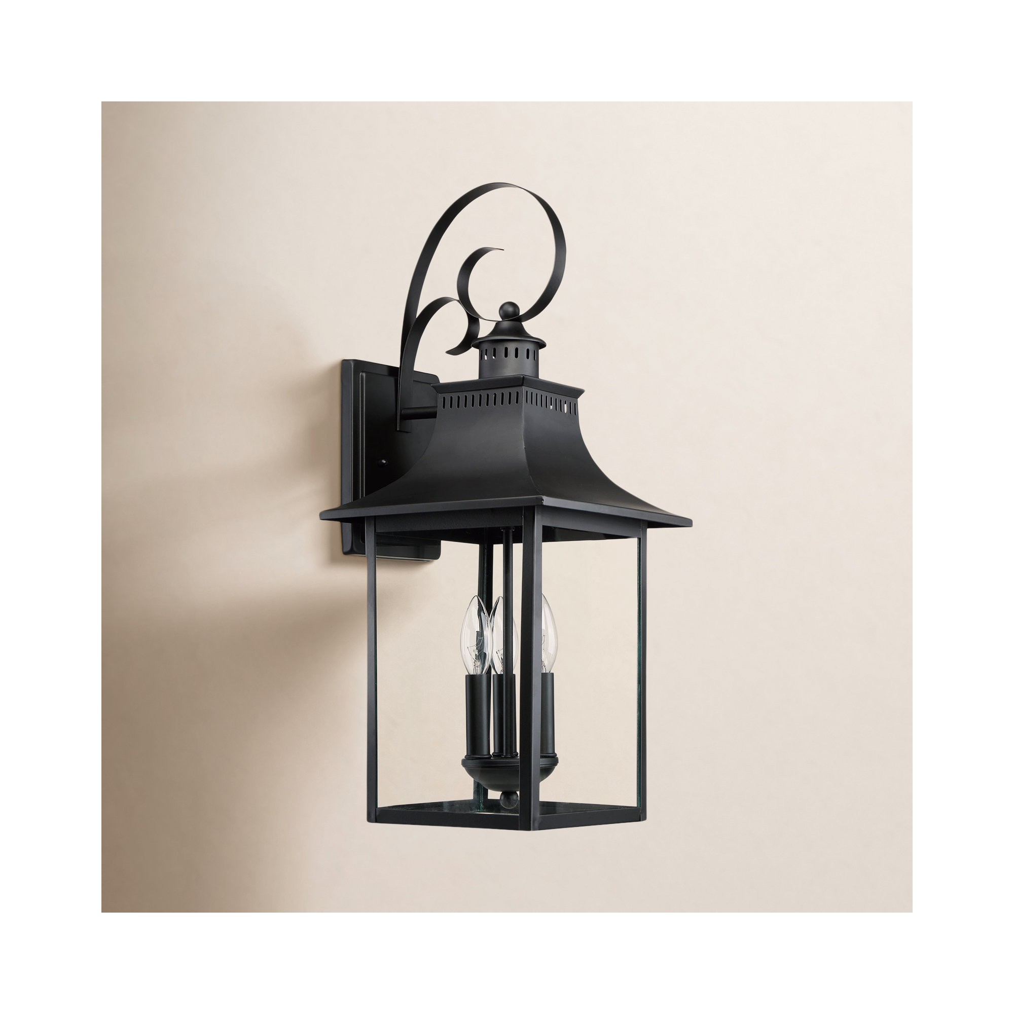 Amarone 3 - Bulb 23.5" H Glass Outdoor Wall Lantern, Black