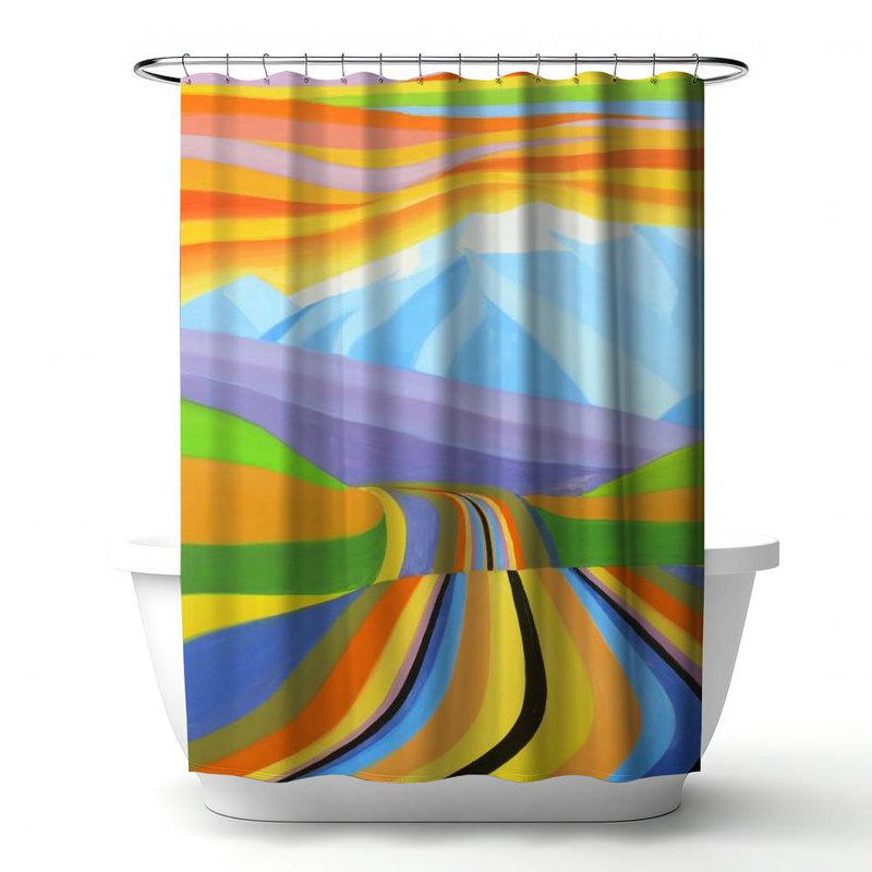 Shower Curtain LA89 – Polyester Shower Curtain, Dye Sublimation Print, 71" W × 74" L