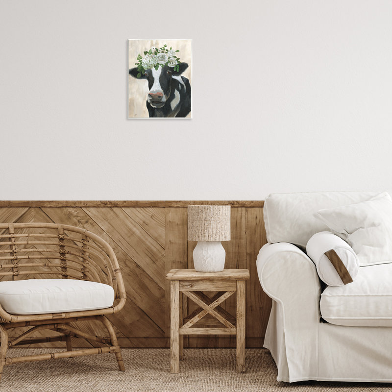 Art floral, plaque murale de vache