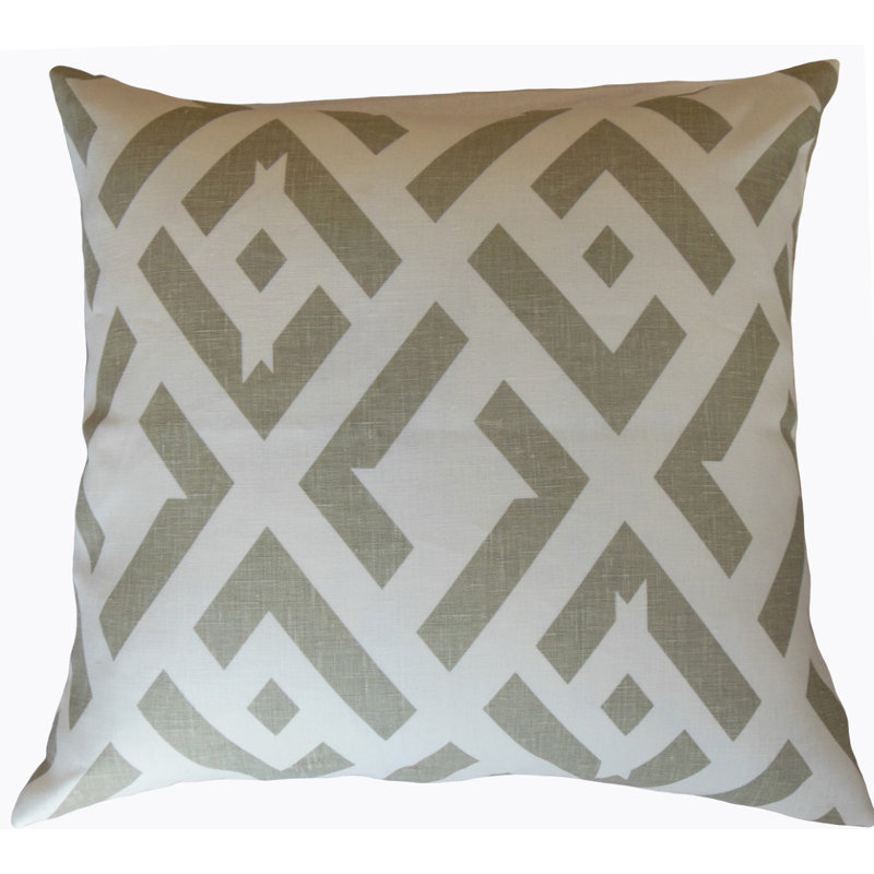 Gabriele Linen Square Pillow Cover & Insert, Height(24") x Width(24"), Gray/Black