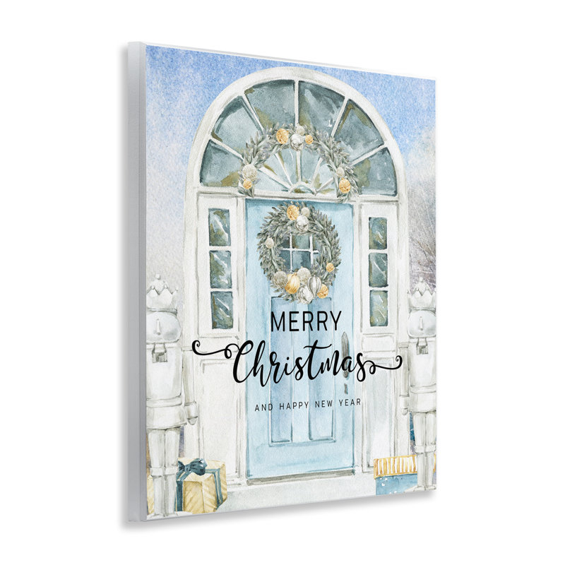 Plaque de porte bleue «Merry Christmas», design par Jesse Keith