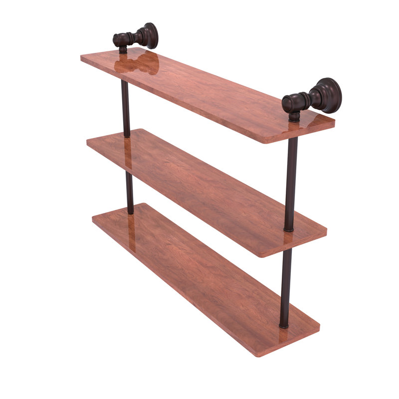 Freyja 3 Piece Solid Wood Tiered Shelf with Towel Bar, Antique Bronze, 16" H x 22" W x 5.54" D