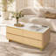 Table basse moderne en marbre avec alimentation intégrée et éclairage DEL - Taille compacte, garniture dorée, télécommande / contrôle d'application-1757094036
