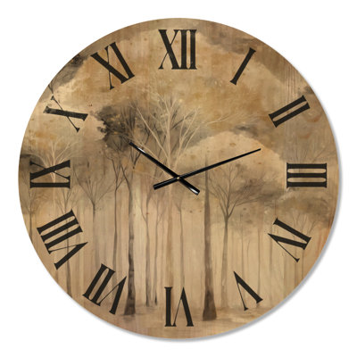 Oversized Nature Wood Wall Clock – Autumn Forest Birch Trees in Canada