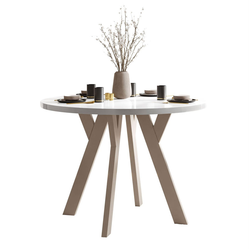 Dining Table, Cashmere, White Gloss