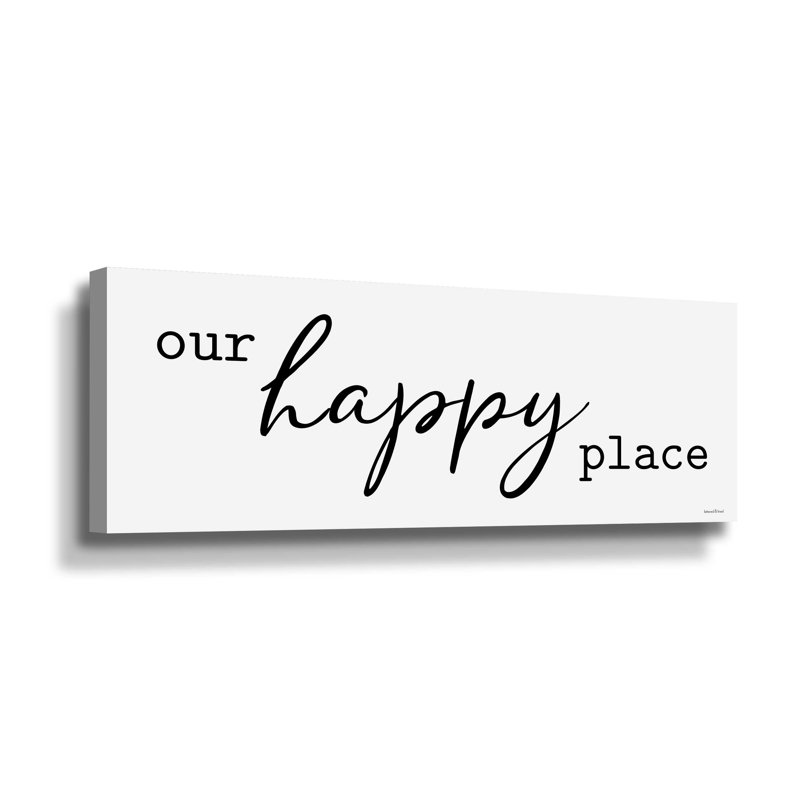 Our Happy Place - art textuel sur toile, H 8 po x l 24 po x P 2 po, Toile tendue
