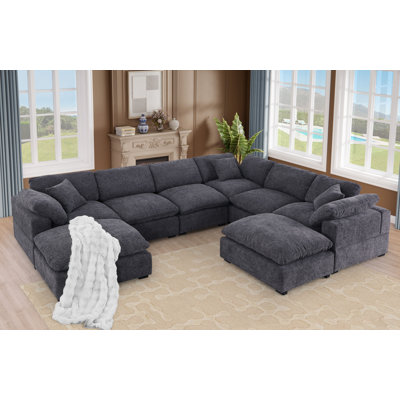 Canapé modulaire réversible en chenille de 143,2 po de largeur Worthland (8 pièces)