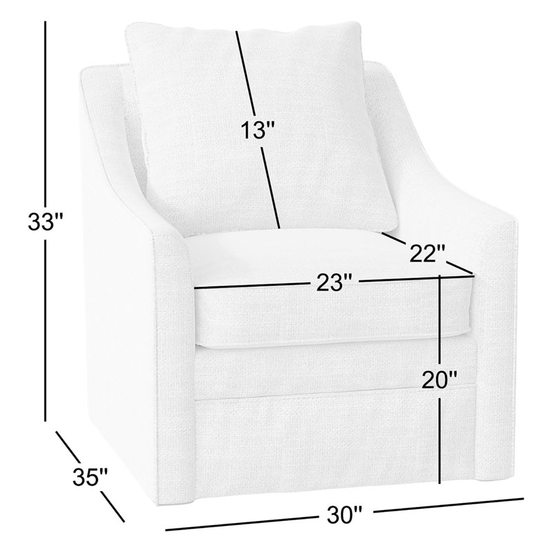 Quincy Upholstered Swivel Armchair, Drusky Linen Sustain® Basketweave