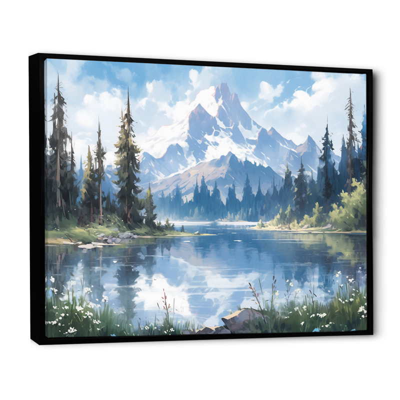 «Mountain View Bliss III - Countryside», reproduction d'art sur toile encadrée, H 30 po x l 40 po, Noir