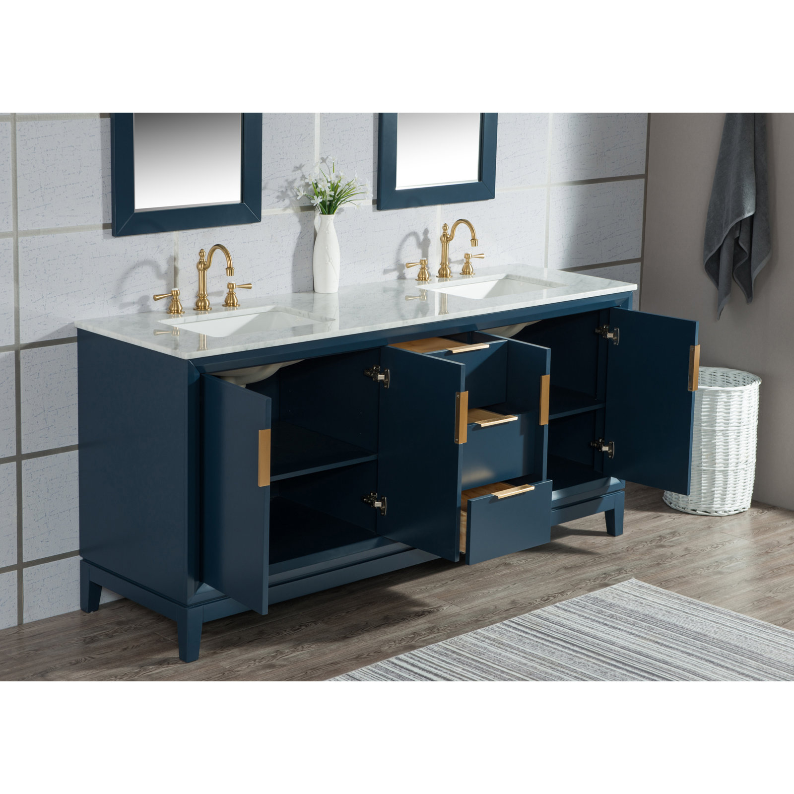 Belmar 72'' Double Bathroom Vanity, Monarch Blue