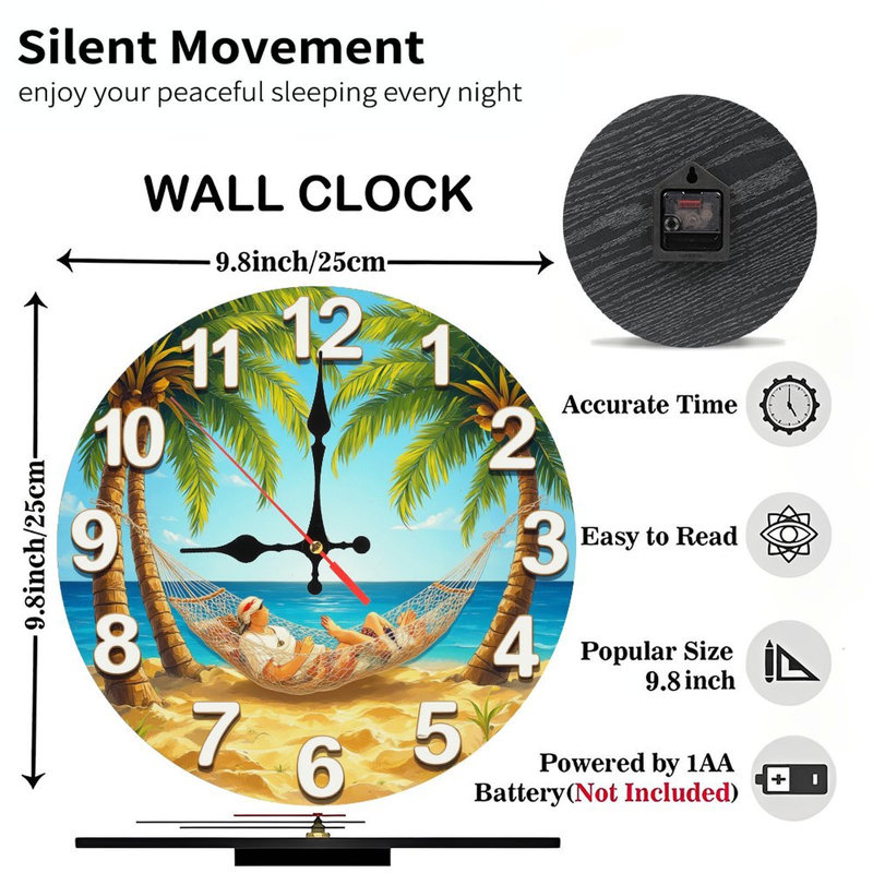 Horloge murale de plage hamac relaxant