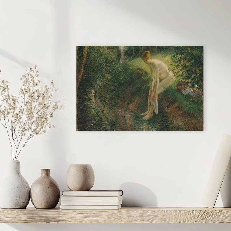 Baigneuse dans les bois, 1895, estampe d'art mural contemporain abstrait impressionniste représentant un arbre