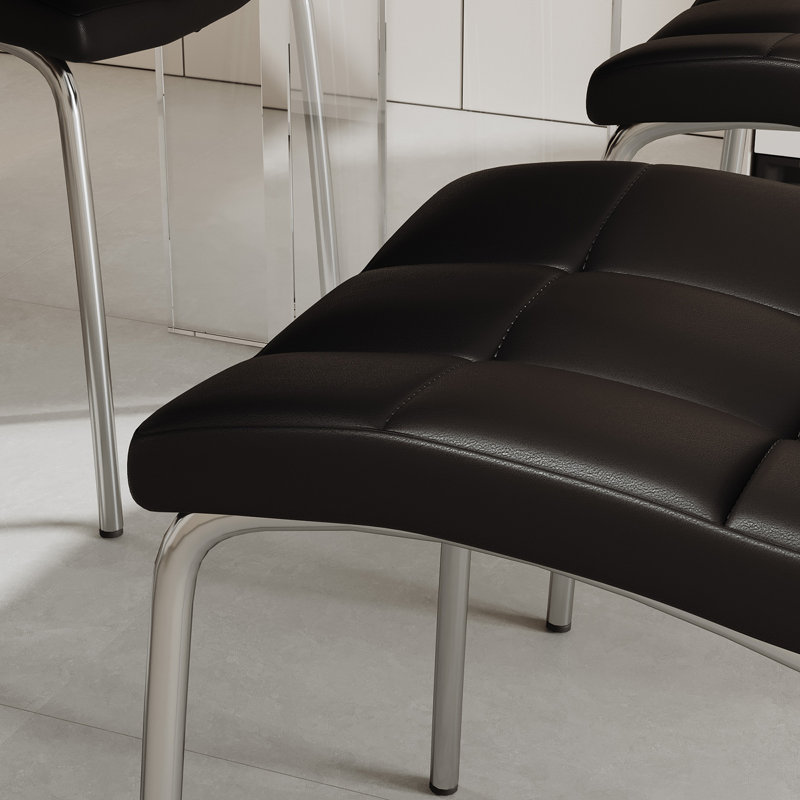 Chaise d'appoint rembourrée en cuir Burcker, Noir