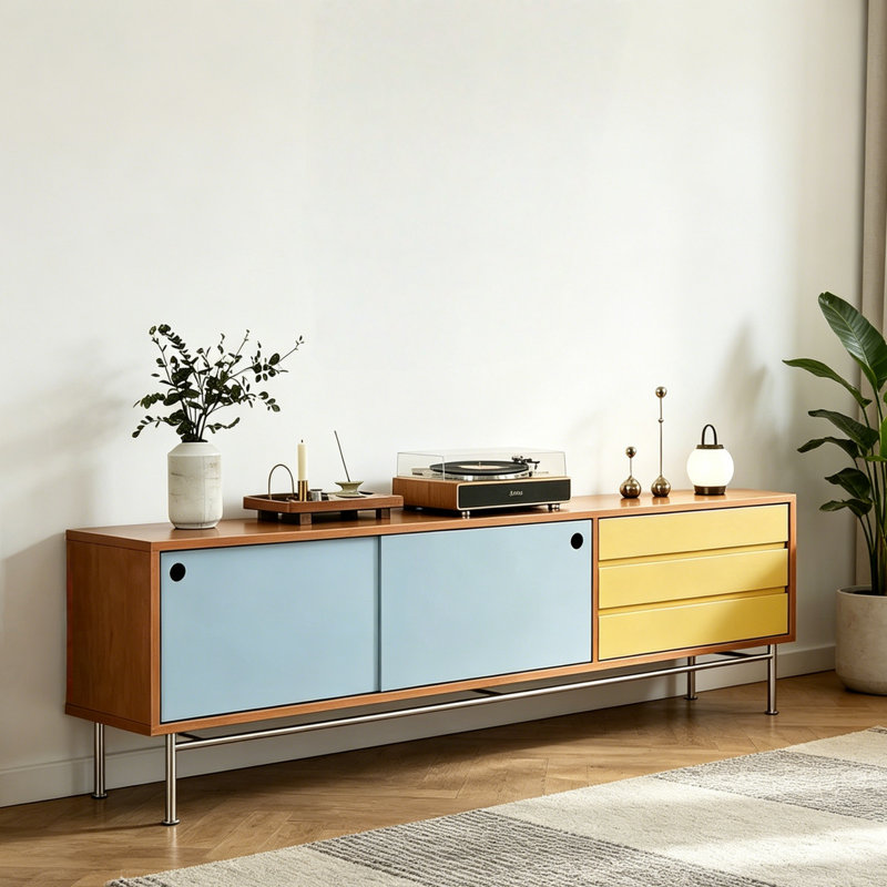 Meuble télé Modern Creative, 21.34"H x 86.61"L x 15.75"W