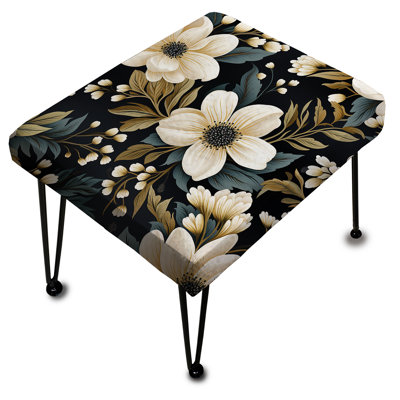 Nostalgie blanche et verte à motif floral - repose-pieds rectangulaire floral