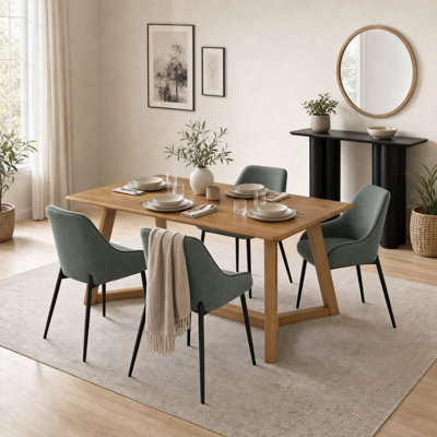 Beda Rubberwood Solid Wood Dining Set