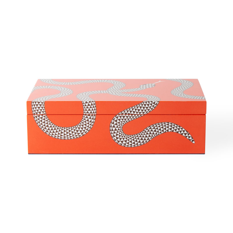 Medium Orange Lacquered Wood Storage Box