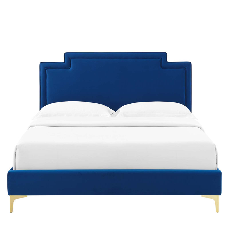 Lit en velours Liva Performance de Modway, Bleu marine, Double