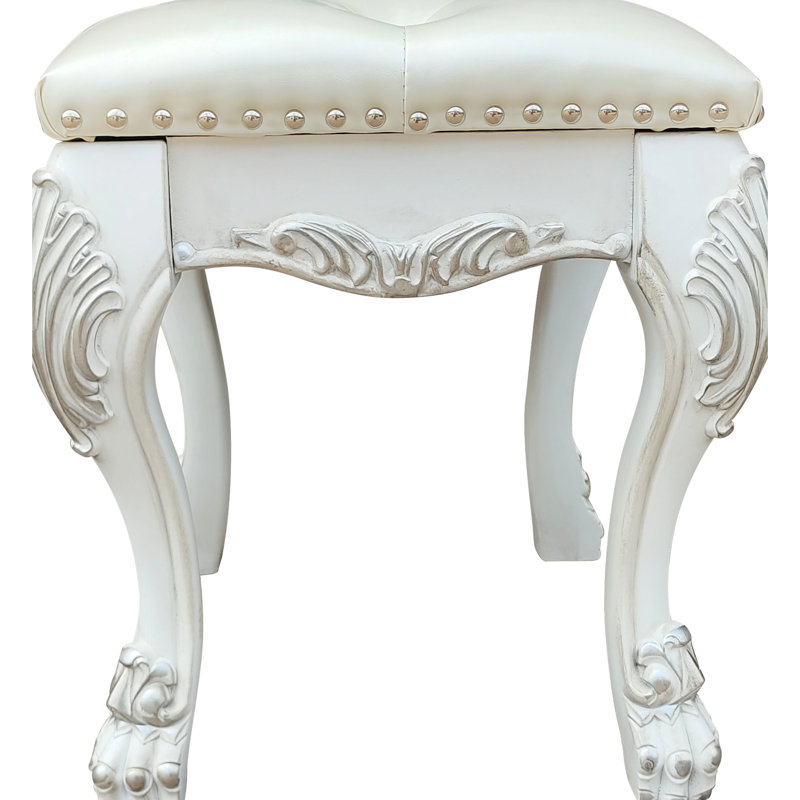 Tabouret de coiffeuse blanc os Ii - capacité de poids de 220 lb, largeur de siège de 21 po, profondeur de 17 po, style élégant et élégant