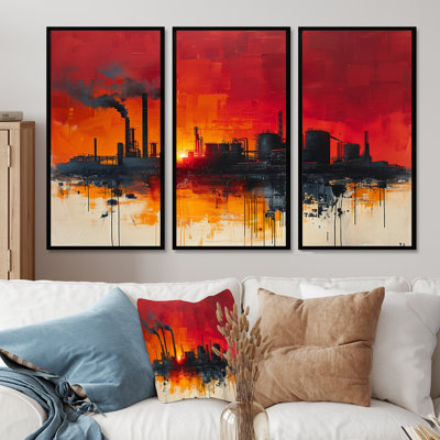 Jaune, rouge, production, Power Factories I - ensemble d'art mural usines