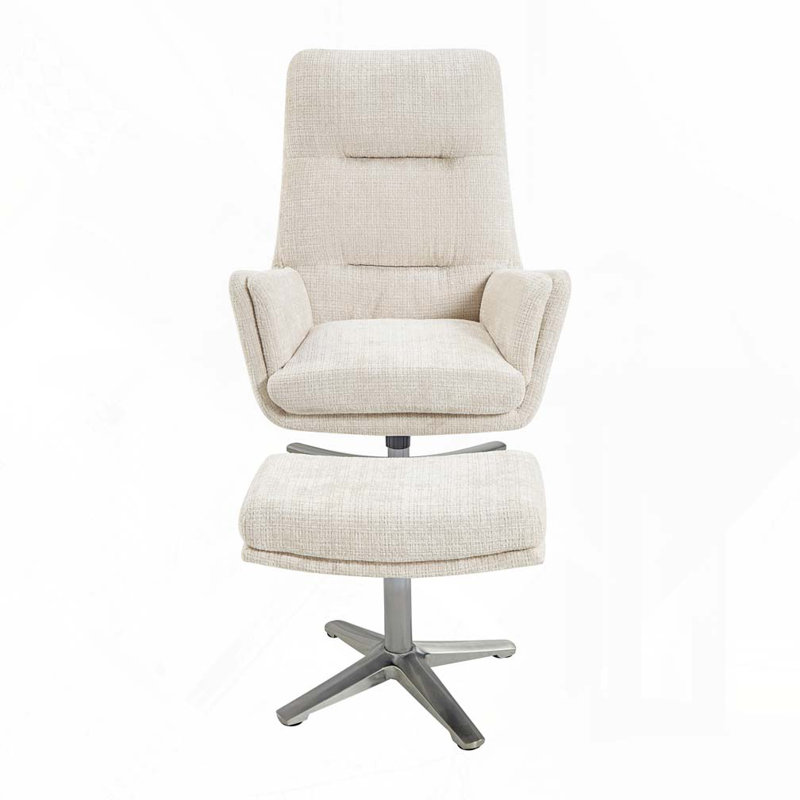 Fauteuil d'appoint pivotant confortable avec repose-pieds, Beige