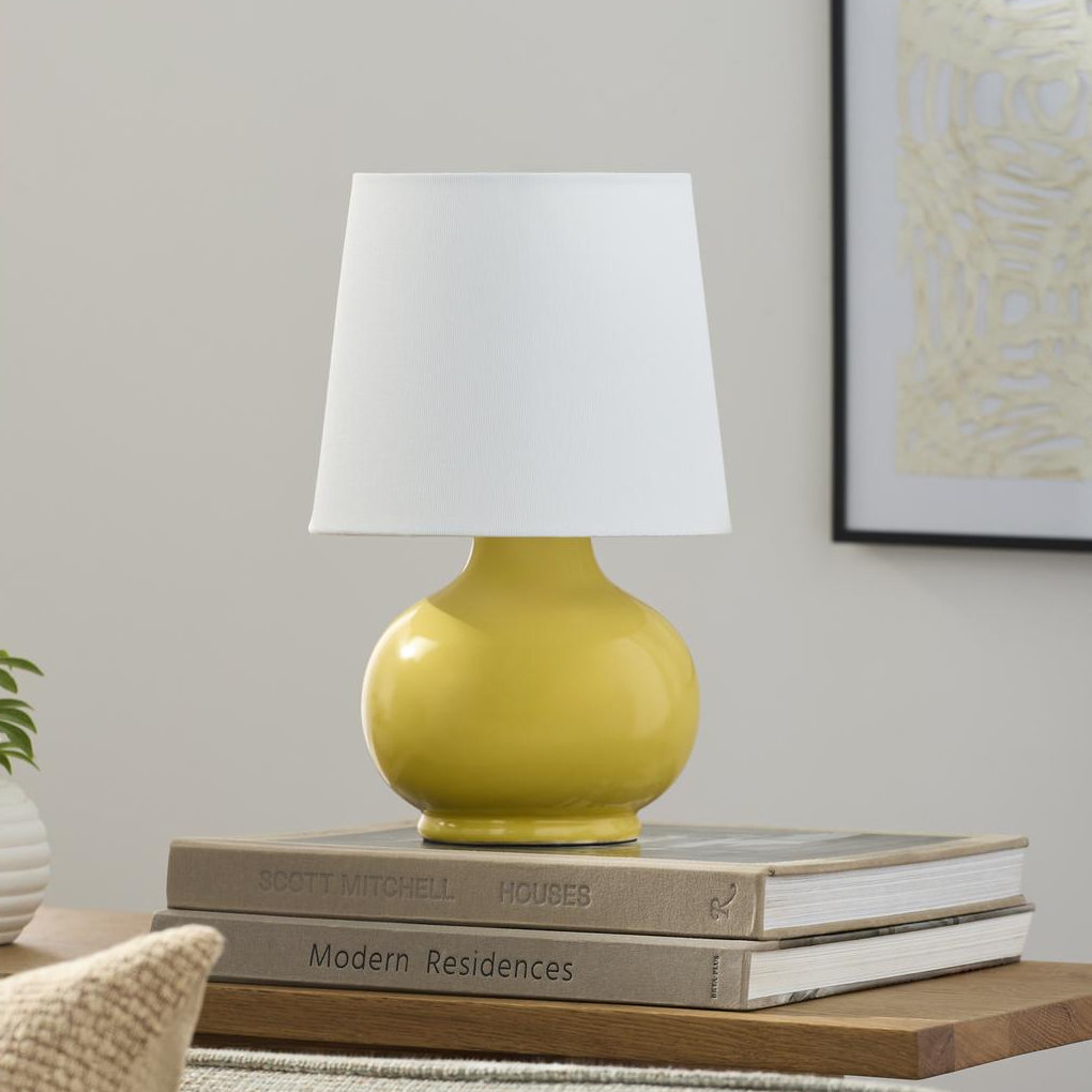Momsen Drum Ceramic Table Lamp, Yellow, 13'' H X 8'' W X 8'' D