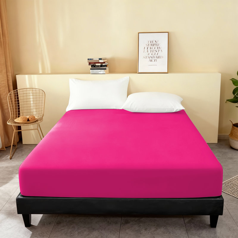 Super Soft Microfiber Fitted Sheet – 25cm Deep Pocket, Brushed Finish, Double (4'6), Pink