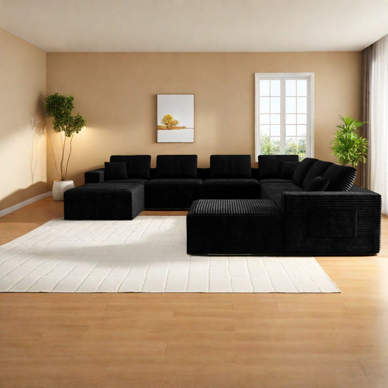 Canapé modulaire moderne en mousse de velours côtelé Compression Sectionals