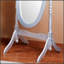 Miroir de plancher traditionnel en bois de style Queen Anna avec une élégante finition argentée, pour une réflexion complète du corps et un décor classique.-1618351488