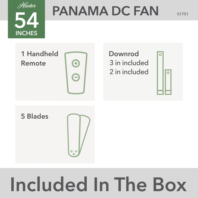 54" Panama Ceiling Fan And Handheld Remote, Gray