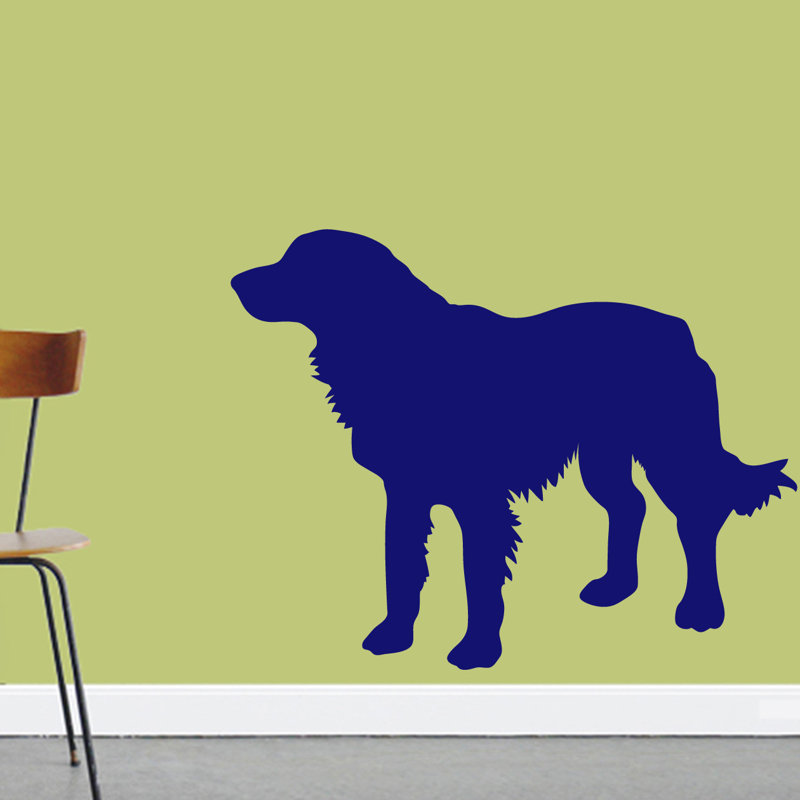 Décalcomanie murale silhouette de golden retriever Turnbow, Bleu marine