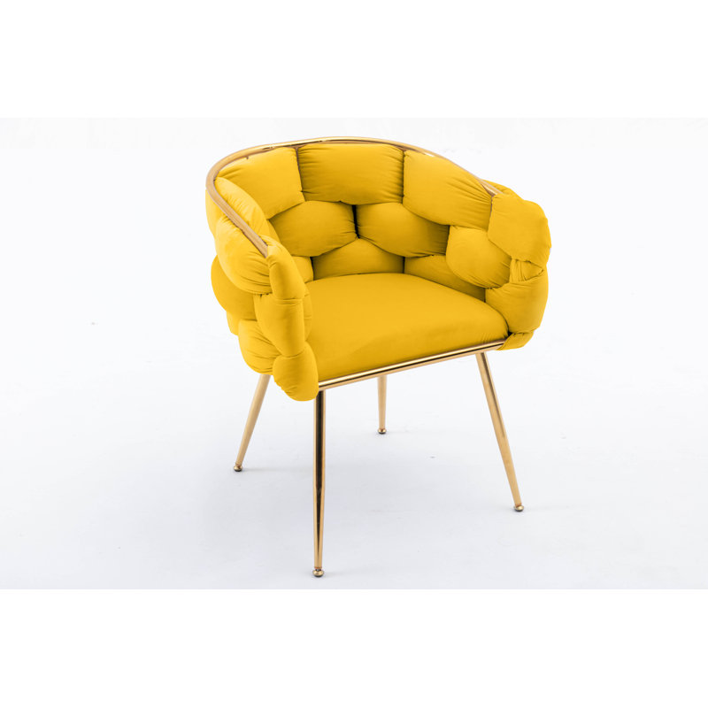 Hummera Upholstered Accent Chair, Yellow Velvet, 1