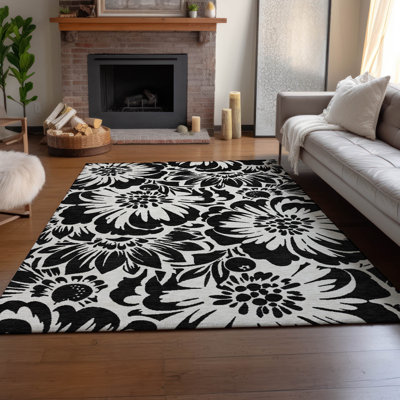 Premium Machine Washable Cerrito AMF551 Black Rug